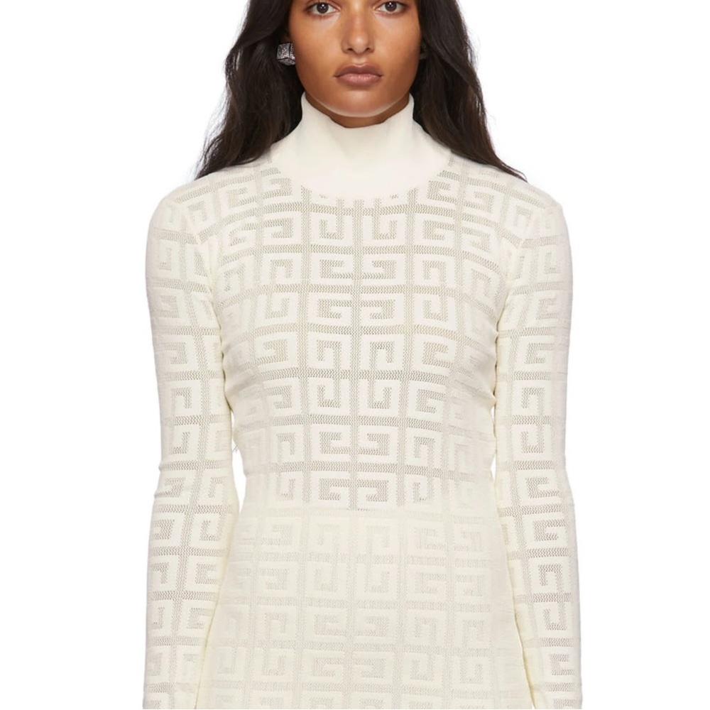 Givenchy white Open-Knit 4G Turtleneck